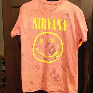 NIRVANA TEE ACID WASHED BY ME SIZE MEDIUM P2P 15"